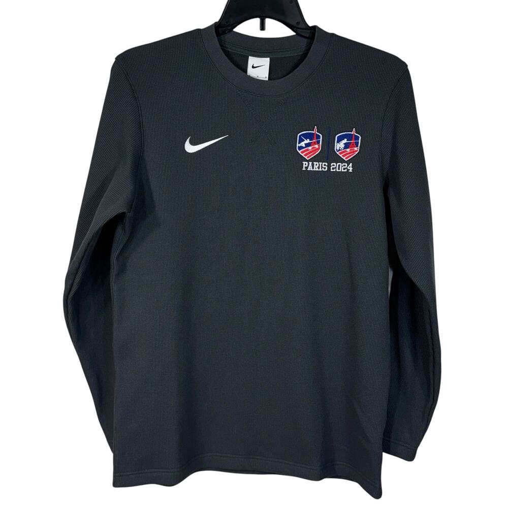 Nike Mens Medium Thermal Shirt Paris 2024 Olympics Waffle Knit Long Sleeve Gray